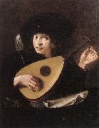 unknow artist A Young man tuning a lute Sweden oil painting artist